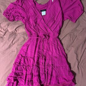B Darlin Magenta Ruffle Mini Dress